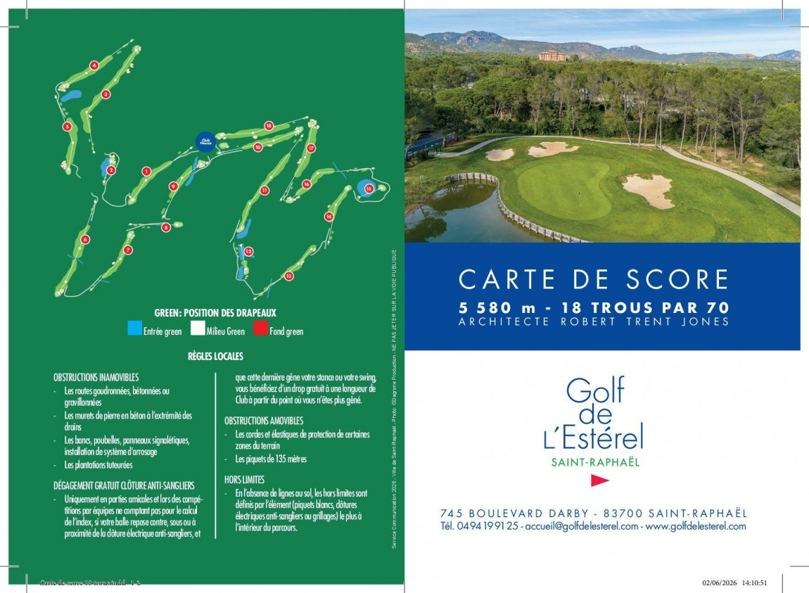 Carte des scores du 18 trous