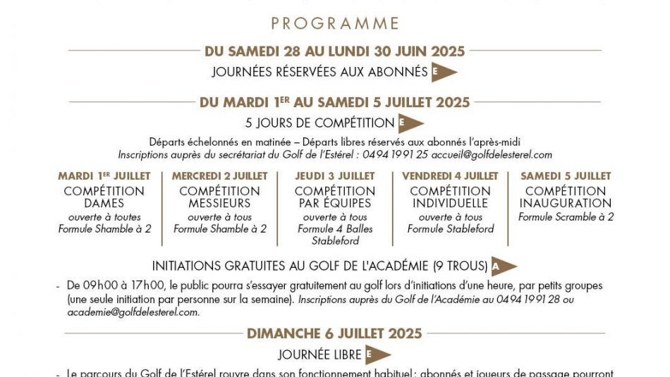SEMAINE INAUGURATION = COMPETITIONS (Affiches, programme, départs et résultats)